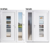 Dvojkrídlové vchodové dvere plastové Soft Lucy+Sklo Nisip, Biela/Biela, 130x200 cm, ľavé