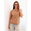 Kesi Włoski Dámsky sveter z viskózy s krátkym rukávom camelový Kesi Włoski Dámsky sveter z viskózy s krátkym rukávom camelový