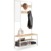 Houseland Predsieňový vešiak s botníkom a zrkadlom Vasagle Pagas, dub prírodný/biely Houseland Predsieňový vešiak s botníkom a zrkadlom Vasagle Pagas, dub prírodný/biely