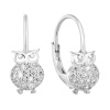Strieborné náušnice visiace so zirkónom biela sova 11219.1 Strieborné náušnice visiace so zirkónom biela sova 11219.1