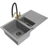 Mexen Matias žulový drez 1,5-komorový s odkvapkávačom a kuchynskou batériou Duo, sivý - 6502-71-671701-57-B Mexen Matias žulový drez 1,5-komorový s odkvapkávačom a kuchynskou batériou Duo, sivý - 6502-71-671701-57-B