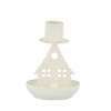 Chic Antique Krémový antik svietnik domček na úzku sviečku - Ø 7*10 cm - Chic Antique Chic Antique Krémový antik svietnik domček na úzku sviečku - Ø 7*10 cm - Chic Antique