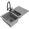 Mexen Matias granitový drez 1,5-komorový s odkvapkávačom a kuchynskou batériou Duo, sivý - 6502-71-671701-70-B Mexen Matias granitový drez 1,5-komorový s odkvapkávačom a kuchynskou batériou Duo, sivý - 6502-71-671701-70-B