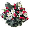 Luxusný smútočný veniec borovicový exclusive ruže, ľalie, palmové listy a doplnky 70cm Luxusný smútočný veniec borovicový exclusive ruže, ľalie, palmové listy a doplnky 70cm
