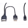 Kabel PremiumCord 2x USB A - microUSB M+F/M OTG 0,2m, černý Kabel PremiumCord 2x USB A - microUSB M+F/M OTG 0,2m, černý