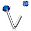 Piercing do nosa so vsadeným kamienkom Zirkónia Farba: modrá, Veľkosť: 1 mm, Veľkosť koncovky: 3 mm Piercing do nosa so vsadeným kamienkom Zirkónia Farba: modrá, Veľkosť: 1 mm, Veľkosť koncovky: 3 mm