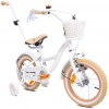 Sun Baby Dievčenský bicykel 14 palcový zvonček prídavné kolesá push bar Kvetinový bicykel ecru biely