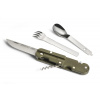 TB OUTDOOR BIVOUAC ARMY GREEN HANDLE - TEXTILE POUCH - FORK and SPOON TB OUTDOOR BIVOUAC ARMY GREEN HANDLE - TEXTILE POUCH - FORK and SPOON
