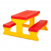 STAR PLUS Detský záhradný nábytok Stôl a lavičky červeno žltý (STAR PLUS Detský záhradný nábytok Stôl a lavičky červeno žltý)