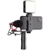 Apexel video rig s mikrofónom a led svetlom APL-VG01-ML