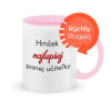 Pre pani učiteľku Hrnček s farebným vnútrom a uchom – ružový Pre pani učiteľku Hrnček s farebným vnútrom a uchom – ružový