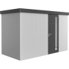 Biohort Plechový domček Neo1D 1.3 štandardné dvere strieborná 348 x 180 cm