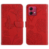 Peňaženkové kožené puzdro Butterfly Embossed na Motorola Edge 40 Neo - Červená Peňaženkové kožené puzdro Butterfly Embossed na Motorola Edge 40 Neo - Červená