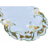 Behun na stol - Biely behúň, odtiene zelenej, odtiene žltej 85 x 40 cm (Oválny behúň 40x85 cm biely narcil) Behun na stol - Biely behúň, odtiene zelenej, odtiene žltej 85 x 40 cm (Oválny behúň 40x85 cm biely narcil)
