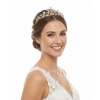 B-TOP Elegantná zlatá tiára s listovým motívom zdobená kryštálmi a zirkónmi B-TOP Elegantná zlatá tiára s listovým motívom zdobená kryštálmi a zirkónmi