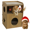 ŠKRABADLO PRE MAČKU KARTÓNOVÉ MDF PELIEŠOK DOMČEK VEĽKÁ BÚDA S HRAČKAMI ŠKRABADLO PRE MAČKU KARTÓNOVÉ MDF PELIEŠOK DOMČEK VEĽKÁ BÚDA S HRAČKAMI