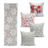 Súprava 4 vianočných obliečok na vankúš a behúň na stôl Minimalist Cushion Covers Snowflakes Súprava 4 vianočných obliečok na vankúš a behúň na stôl Minimalist Cushion Covers Snowflakes