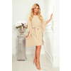 Numoco Dámske šaty OVER SIZE 287-7 Farba: Bežová, Veľkosť: S/M Numoco Dámske šaty OVER SIZE 287-7 Farba: Bežová, Veľkosť: S/M