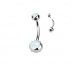 Titánový piercing do pupku s opálom a vnútorným závitom Grand Farba: strieborná, Dĺžka / priemer: 10 mm, Veľkosť koncovky: 5 & 8 mm Titánový piercing do pupku s opálom a vnútorným závitom Grand Farba: strieborná, Dĺžka / priemer: 10 mm, Veľkosť koncovky: 5 & 8 mm