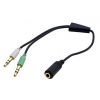 Redukce Roline audio 4pólový jack3,5(F) -> 2x jack 3,5(M), 39cm kabel Redukce Roline audio 4pólový jack3,5(F) -> 2x jack 3,5(M), 39cm kabel