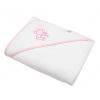 NEW BABY Detská froté osuška s výšivkou a kapucňou New Baby 100x100 cm Biela + ružový slon NEW BABY Detská froté osuška s výšivkou a kapucňou New Baby 100x100 cm Biela + ružový slon