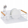 Odkvapkávač na riad s bambusovými rúčkami, biela KH 1730 Odkvapkávač na riad s bambusovými rúčkami, biela KH 1730