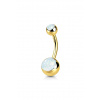 Titánový piercing do pupku s opálom a vnútorným závitom Grand Farba: zlatá, Dĺžka / priemer: 10 mm, Veľkosť koncovky: 5 & 8 mm Titánový piercing do pupku s opálom a vnútorným závitom Grand Farba: zlatá, Dĺžka / priemer: 10 mm, Veľkosť koncovky: 5 & 8 mm