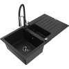 Mexen Matias granitový drez 1,5-komorový s odkvapkávačom a kuchynskou batériou Aster, čierny - 6502-77-73450-07-B Mexen Matias granitový drez 1,5-komorový s odkvapkávačom a kuchynskou batériou Aster, čierny - 6502-77-73450-07-B