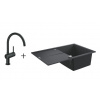 GROHE drezový set - Kompozitný drez s batériou Minta - komplet, čierna matná K 400 SET GROHE drezový set - Kompozitný drez s batériou Minta - komplet, čierna matná K 400 SET