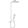 HANSGROHE Raindance E Showerpipe nástenný sprchový systém s termostatom ShowerTablet Select 300, horná sprcha 1jet 360 x 190 mm, ručná sprcha 3jet, biela/chróm, 27288400