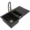 Mexen Matias granitový drez s 1,5 komorami so základňou a kuchynskou batériou Aster, čierna - 6502-77-73450-57-G Mexen Matias granitový drez s 1,5 komorami so základňou a kuchynskou batériou Aster, čierna - 6502-77-73450-57-G