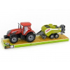 Traktor se zemědělským strojem, na setrvačník, 47x14x12cm,, Traktor se zemědělským strojem, na setrvačník, 47x14x12cm,,