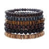 B-TOP Sada 6 náramkov z drevených a kokosových korálikov B-TOP Sada 6 náramkov z drevených a kokosových korálikov