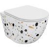 Mexen Lena WC misa Rimless so spomaleným zatváraním slim, duroplast, biely kameň terrazzo - 30224096 Mexen Lena WC misa Rimless so spomaleným zatváraním slim, duroplast, biely kameň terrazzo - 30224096