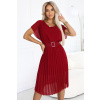 465-5 MIA Pleated Chiffon Midi Dress with Wide Belt - Burgundy tmavočervená One size numoco basic 5903938289491 465-5 MIA Pleated Chiffon Midi Dress with Wide Belt - Burgundy tmavočervená One size numoco basic 5903938289491