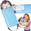 Detský turistický spací vak 2 v 1 s vankúšom 125x50 cm modrý Detský turistický spací vak 2 v 1 s vankúšom 125x50 cm modrý