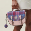 Kabelka The Medium Cobble Satchel Pink and Blue Tartan - Islander Kabelka The Medium Cobble Satchel Pink and Blue Tartan - Islander