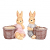 Zajíc a zaječice s košíkem - obal na květiny, magnesium, cena za 1 ks Zajíc a zaječice s košíkem - obal na květiny, magnesium, cena za 1 ks