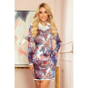282-3 IRENE Sukienka z golfem - niebieski orientalny wzór L 282-3 IRENE Sukienka z golfem - niebieski orientalny wzór L
