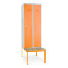 Rauman Kovová šatníková skrinka s lavičkou, 60 x 85 x 185 cm, cylindrický zámok, oranžová - ral 2004 Rauman Kovová šatníková skrinka s lavičkou, 60 x 85 x 185 cm, cylindrický zámok, oranžová - ral 2004