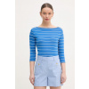 Tommy Hilfiger tričko s dlhým rukávom dámske bavlnené WW0WW40589. modrá S Tommy Hilfiger tričko s dlhým rukávom dámske bavlnené WW0WW40589. modrá S