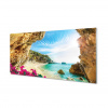 Obrázok na sklenenom Grécku pobrežie Cliffs Flows 120x60 (Akrylová maľba Grécko pobrežné útesy kvety 120x60) Obrázok na sklenenom Grécku pobrežie Cliffs Flows 120x60 (Akrylová maľba Grécko pobrežné útesy kvety 120x60)