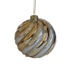 VIANOČNÁ GUĽA sklo pruhy 10/20cm BIELO-ZLATÁ VIANOČNÁ GUĽA sklo pruhy 10/20cm BIELO-ZLATÁ