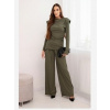 Kesi Włoski Dámsky bavlnený komplet s blúzkou a nohavicami so širokým nohávkom khaki Kesi Włoski Dámsky bavlnený komplet s blúzkou a nohavicami so širokým nohávkom khaki