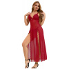 Red Sexy Mesh Lace Long Split Nightgown XL Red Sexy Mesh Lace Long Split Nightgown XL