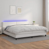 Box spring postel s matrací a LED bílá 200x200 cm umělá kůže Bílá 3134184 Box spring postel s matrací a LED bílá 200x200 cm umělá kůže Bílá 3134184