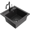 Mexen Vito žulový drez 1-komorový s kuchynskou batériou Carla, čierny s fľakmi - 6503-76-670700-70-B Mexen Vito žulový drez 1-komorový s kuchynskou batériou Carla, čierny s fľakmi - 6503-76-670700-70-B