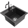 Mexen Vito granitový drez 1-komorový s kuchynskou batériou Carla, čierny škvrnitý - 6503-76-670700-76 Mexen Vito granitový drez 1-komorový s kuchynskou batériou Carla, čierny škvrnitý - 6503-76-670700-76