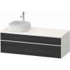 DURAVIT Zencha závesná skrinka pod umývadlo na dosku (umývadlo vľavo), 2 zásuvky, 1300 x 550 x 442 mm, dub čierny/biela super matná, ZE4822L16840000 DURAVIT Zencha závesná skrinka pod umývadlo na dosku (umývadlo vľavo), 2 zásuvky, 1300 x 550 x 442 mm, dub čierny/biela super matná, ZE4822L16840000