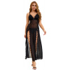 Black Sexy Mesh Lace Long Split Nightgown S Black Sexy Mesh Lace Long Split Nightgown S